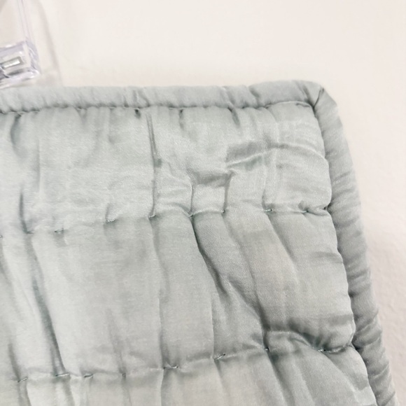 POTTERY BARN One Blue Silk Cotton Blend Hand-Stitched Pillow Sham King 20” X 36” - Picture 4 of 10